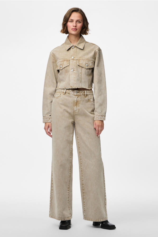 PCFAY CROPPED DENIM JACKET 17158358 SANDSHELL